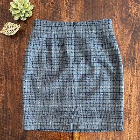 Jones New York | Vintage Gray Blue Plaid 100% Worsted Wool Skirt Suit Set - Picture 11 of 12